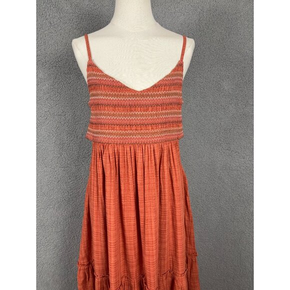 Roxy Women's Maxi Dress Ginger Spice Smocked Tiered  Orange Size XXL NWT's - Picture 2 of 8